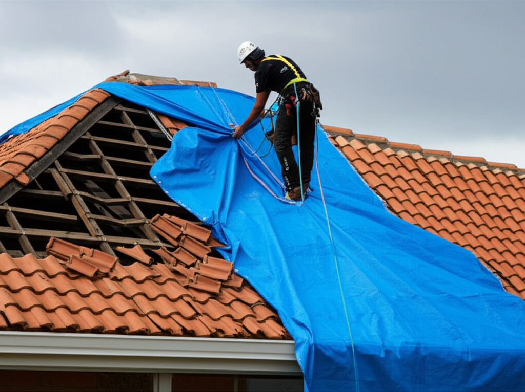 Emergency roof repair after storm damage in South Australia